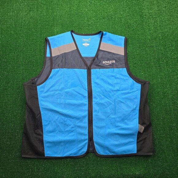 Amazon Employee Vest Mens 2XL/3XL Blue Full Zip Reflective Uniform Work Wear - Picture 1 of 7